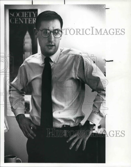 1989 Press Photo Campaign aide, Eric Fingerhut for Mayoral candidate, M. White - Historic Images
