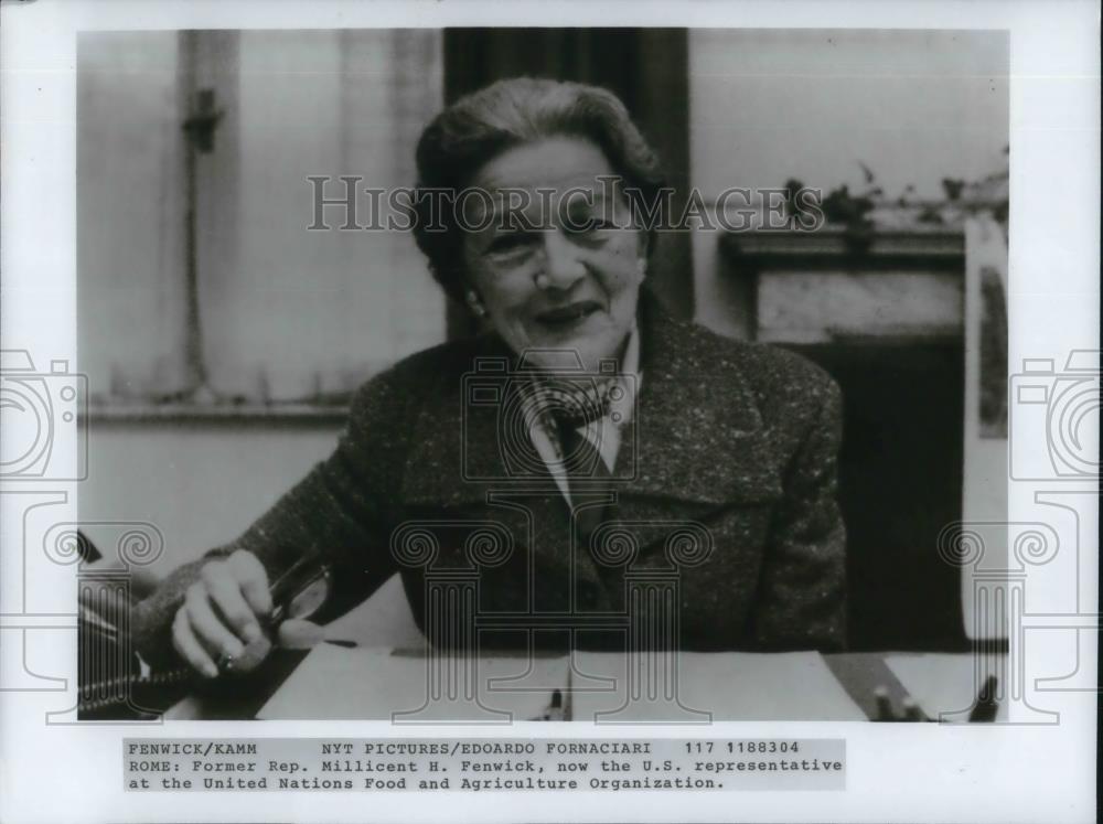 1984 Press Photo Former Rep Millicent Fenwick at UN Food &amp; Agriculture Organizat - Historic Images