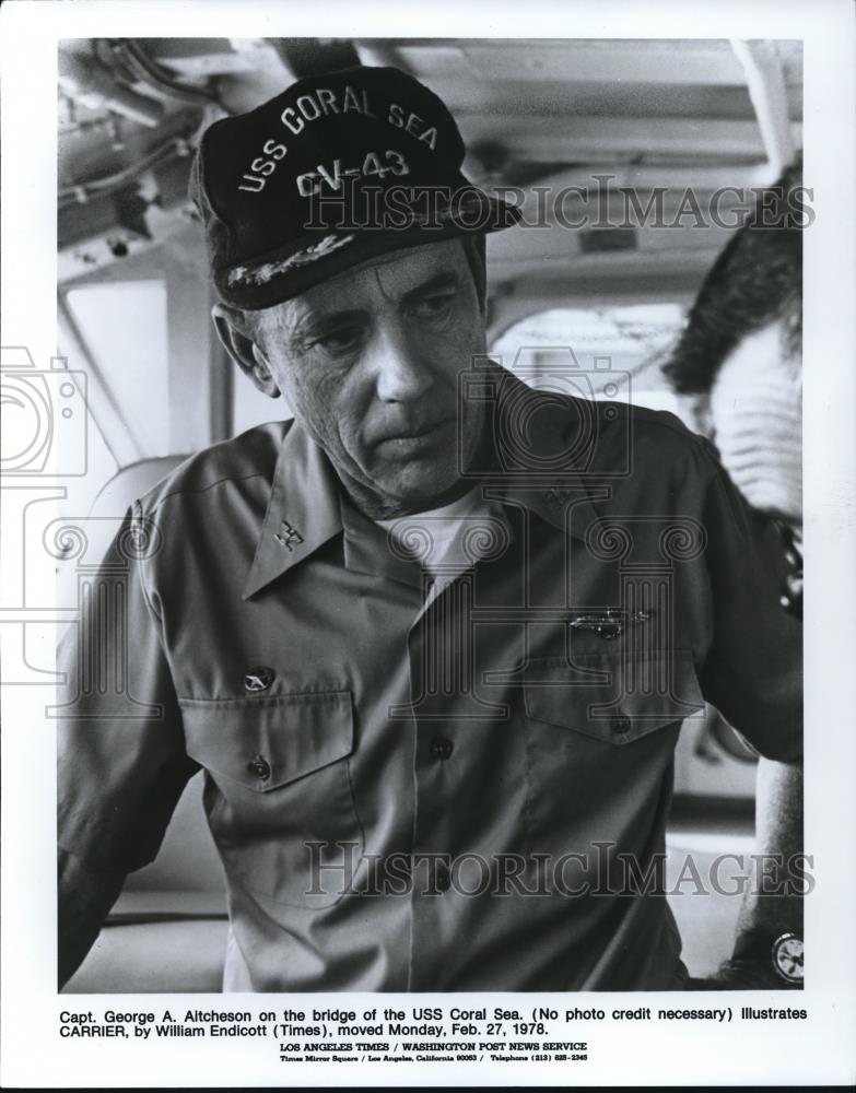 1978 Press Photo Capt. George A. Aitcheson of USS Coral Sea - cvp01090 - Historic Images