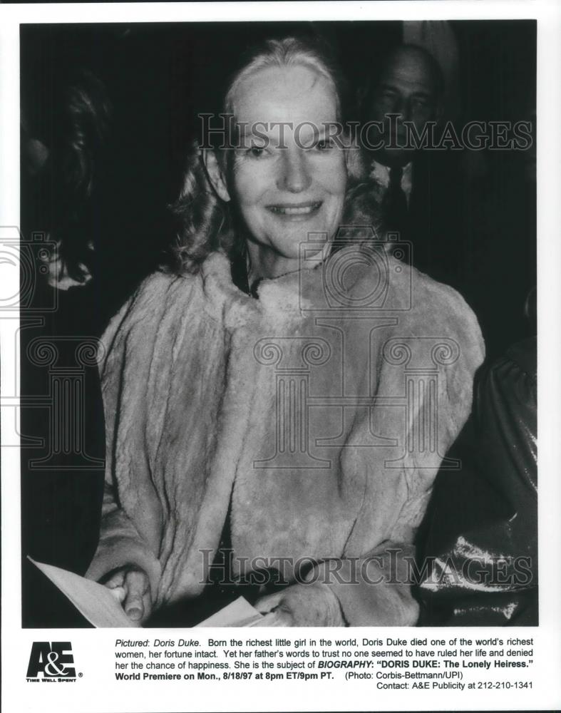 1998 Press Photo Doris Duke The Lonely Heiress Biography Special - cvp03406 - Historic Images