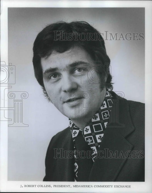 1974 Press Photo J Robert Collins President of Midamerica Commodity Exchange - Historic Images
