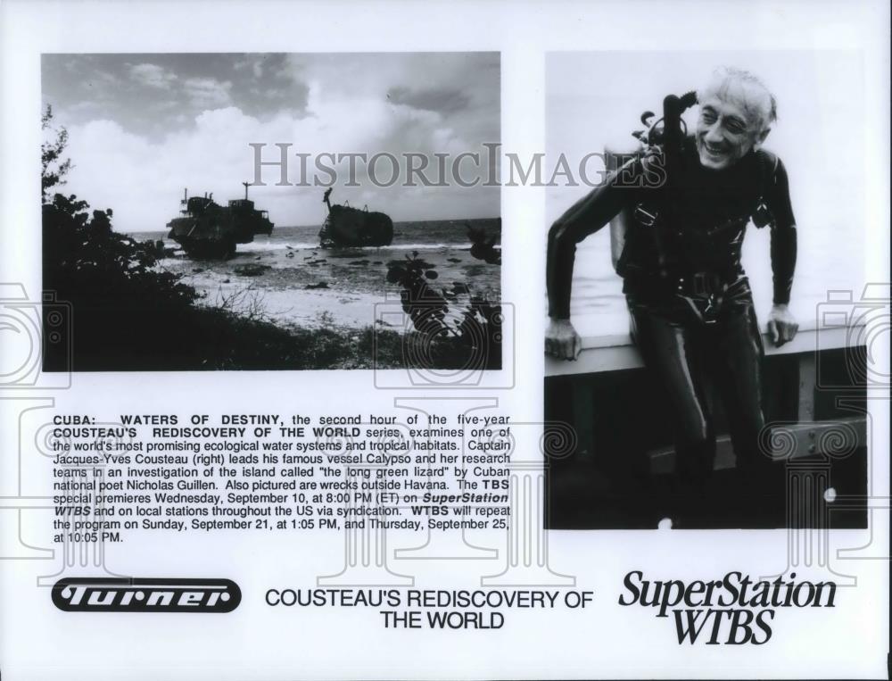 1992 Press Photo Jacques Cousteau on Cuba: Waters of Destiny - cvp01943 - Historic Images