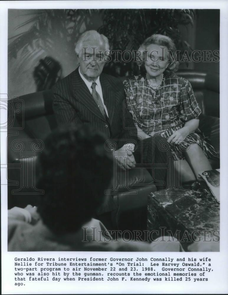 1988 Press Photo Gov John Connally Wife Nellie Interviewed by Geraldo Riviera - Historic Images