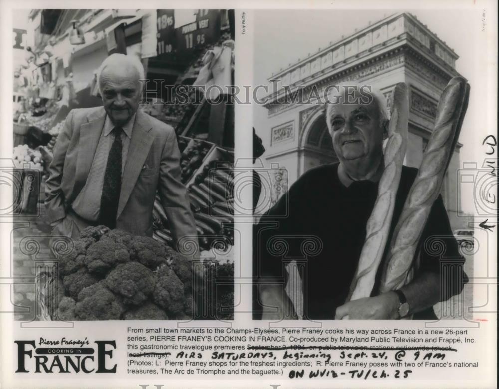 1994 Press Photo Pierre Franey Chef stars on Pierre Franey's Cooking in France - Historic Images