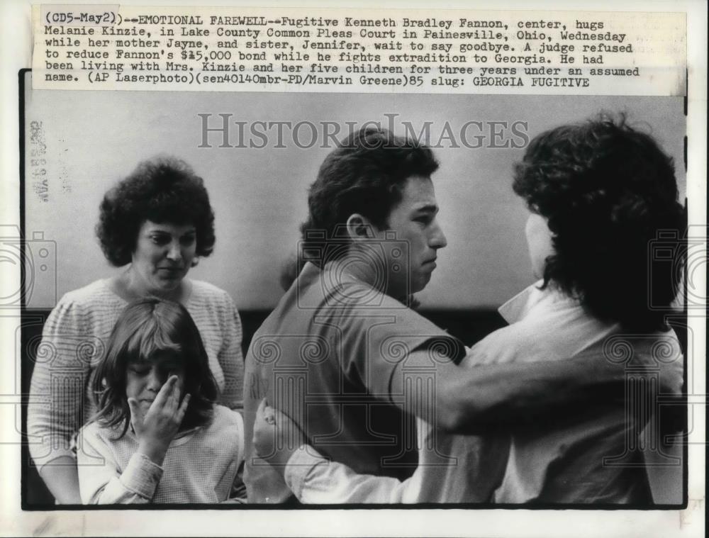 1985 Press Photo Kenneth Bradley Fannon Fugitive Lake County Please Court - Historic Images