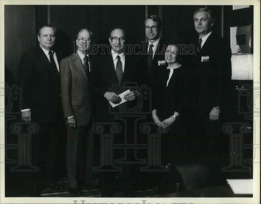 1984 Press Photo Fred Gronvall Clarence Randall Dr. Michael Schwartz H. Gene Nau - Historic Images