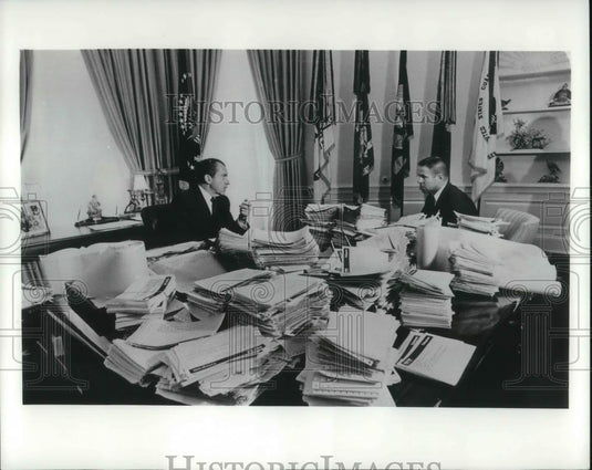 1969 Press Photo Record-breaking stacks of telegrams of support received - Historic Images