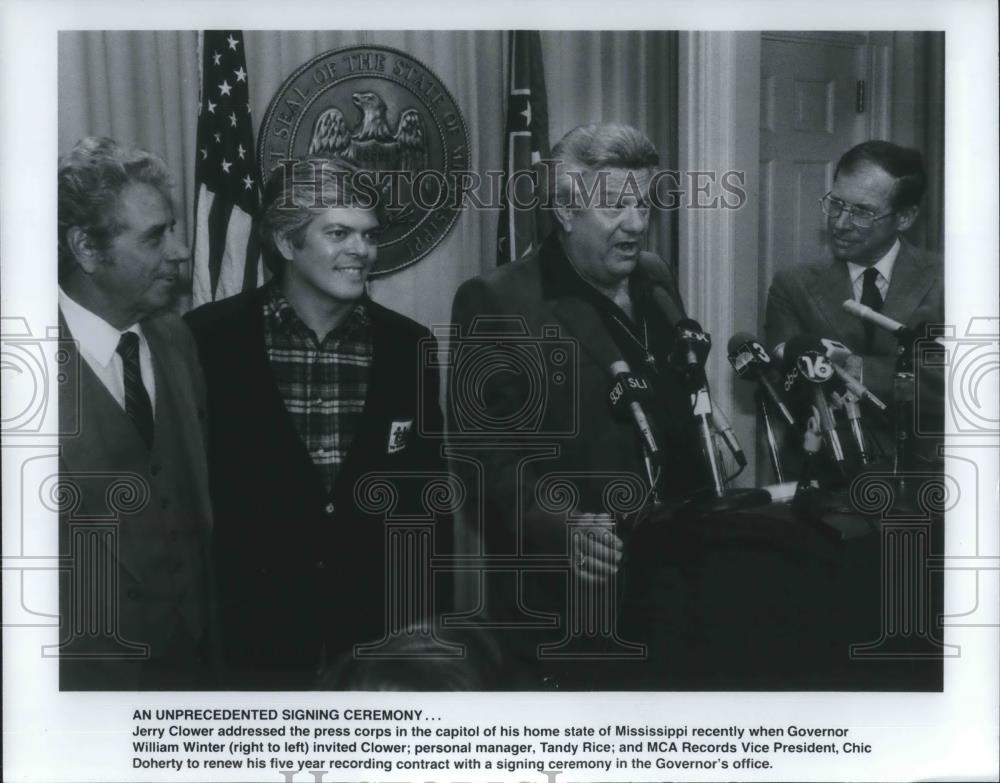 1981 Press Photo Jerry Clower Governor William Winter Tandy Rice Chich Doherty - Historic Images