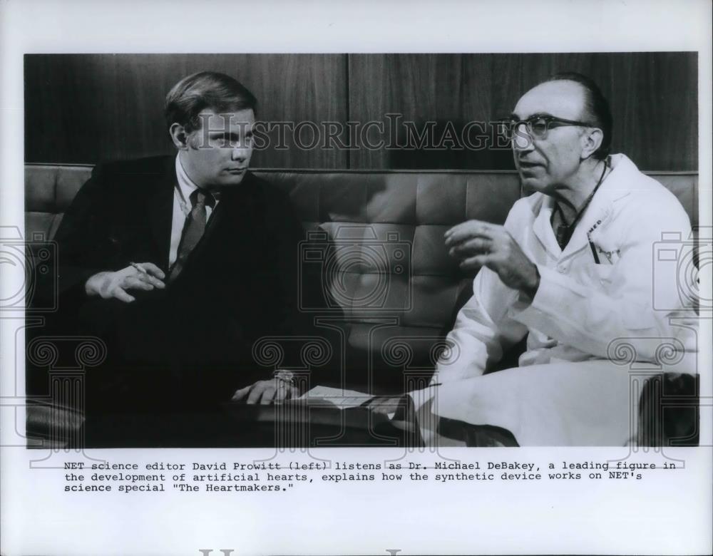 Press Photo Science Editor David Prowitt & Dr Michael DeBakey on The Heartmaker - Historic Images