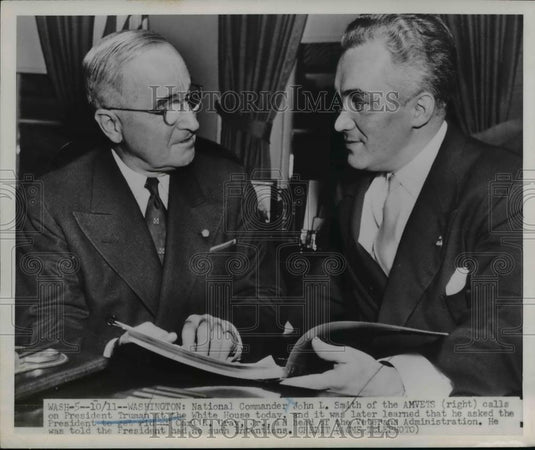 Press Photo John Smith And President Truman In The White House - nee91813 - Historic Images