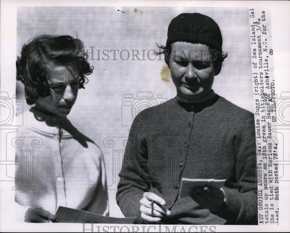 1956 Press Photo Louise Suggs at Augusta GA with Marlene Bauer Hagge - net00167 - Historic Images