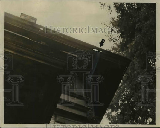 1942 Press Photo Rusted rain spouts at Emma Sudell dwelling - nee92236 - Historic Images