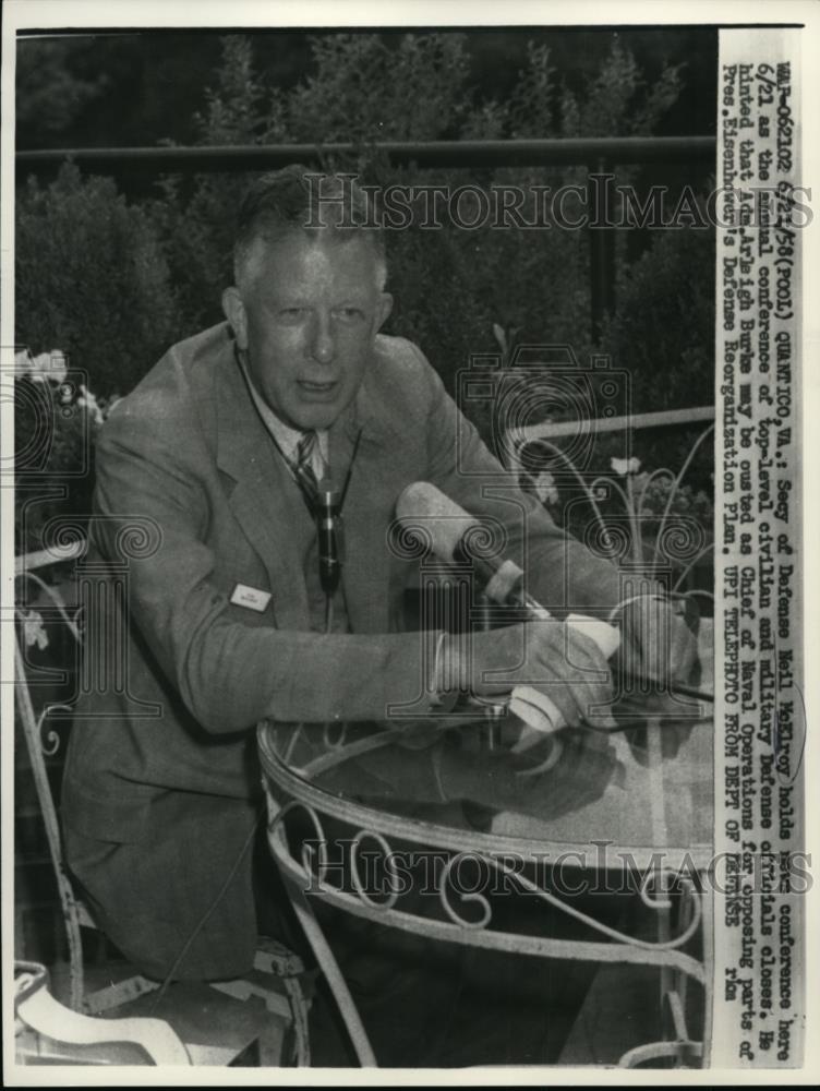 1958 Press Photo Secretary of Defense Neil McElroy at Quantico Virginia - Historic Images