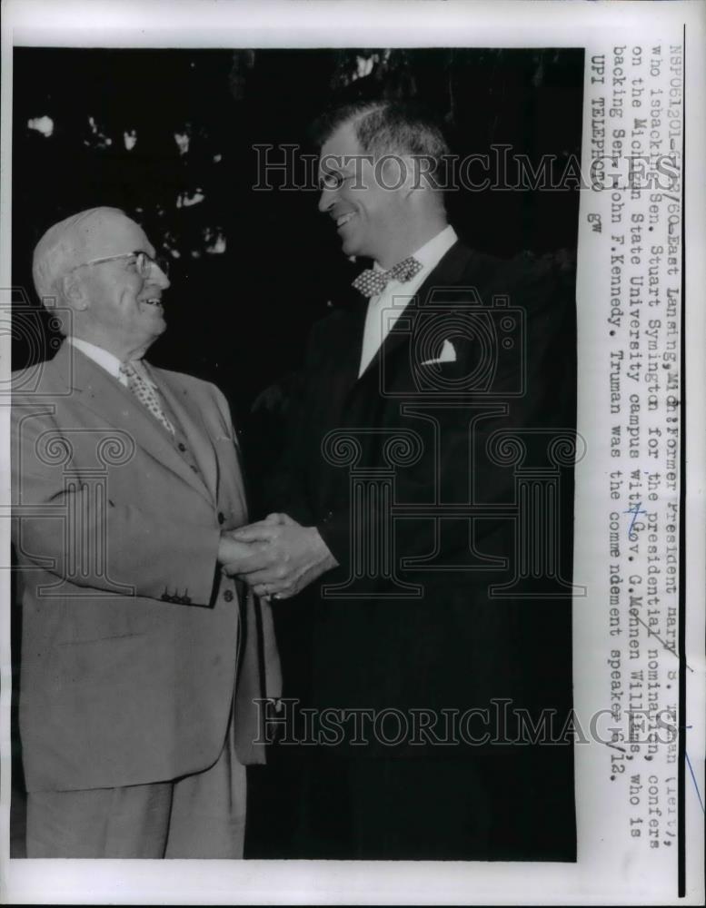 1960 Press Photo Pres.Harry Truman with Gov. G. Mennen Williams - nee93061 - Historic Images