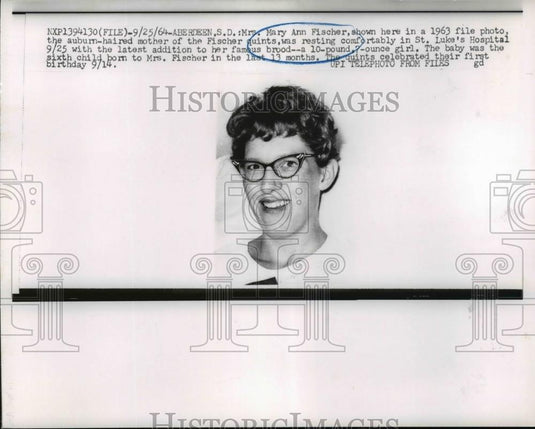 1964 Press Photo Mrs. Mary Ann Fischer Resting At St. Luke's Hospital - Historic Images