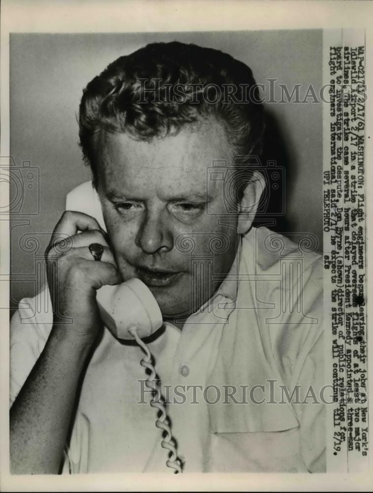 1964 Press Photo Don Byrne,Director of Public Relations,Flight Engineers Int&#39;l. - Historic Images