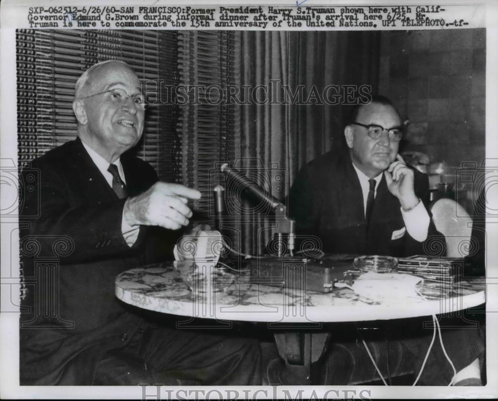 1960 Press Photo Harry S. Truman and Calif. Gov. Edmund G. Brown - nee93453 - Historic Images