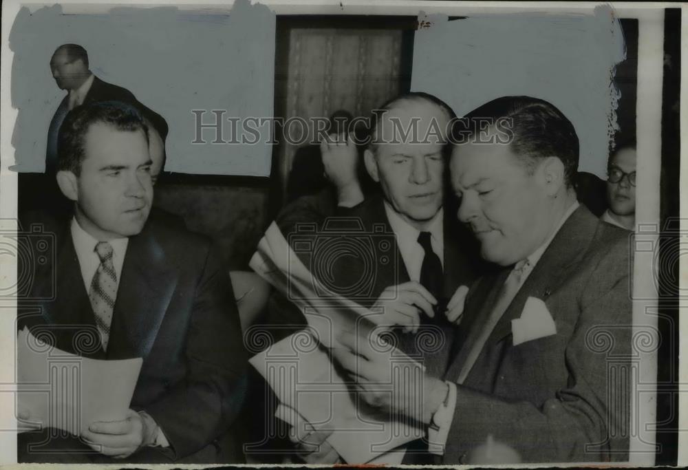 1953 Press Photo Richard Nixon &amp; Henry Cabot Lodge on a meeting at UN Assembly - Historic Images