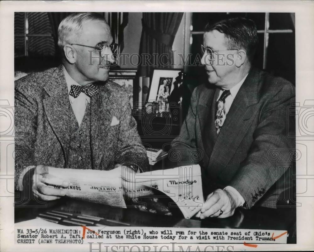 1950 Press Photo Pres.Harry S. Truman and Joe Ferguson at the White House - Historic Images