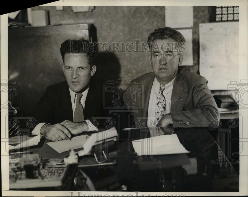 1934 Press Photo Edward J. Heaney and LAwrence F LaBrie Textile Union Leaders - Historic Images