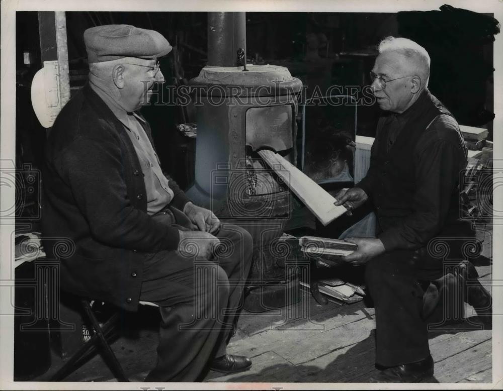 1959 Press Photo Walter and Frank Przewdziekowsk at Frank&#39;s Blacksmith Shop - Historic Images