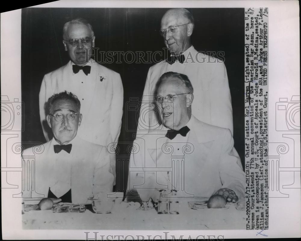 1954 Press Photo Earl Warren at 77th annual Comnvnetion of Americac Bar Ass - Historic Images