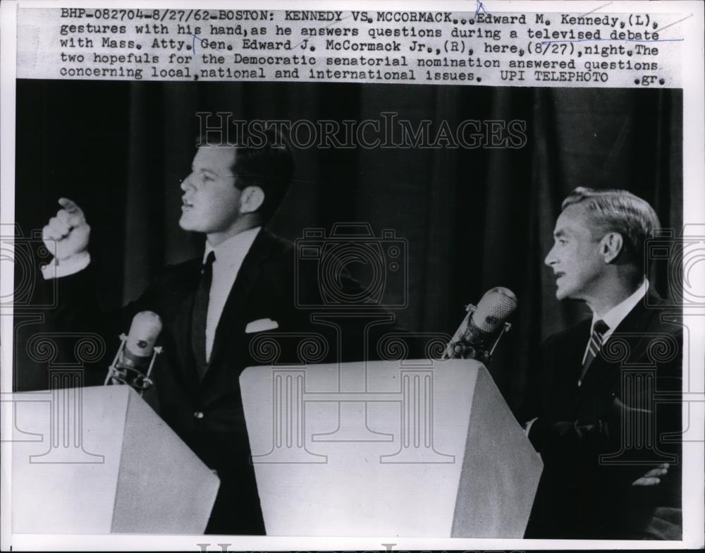 1962 Press Photo Senator Edward Kennedy and Attorney General Edward McCormack - Historic Images
