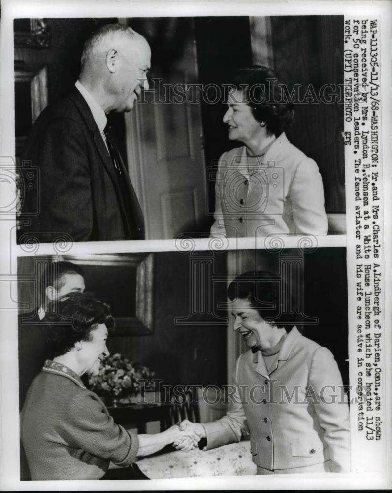 1968 Press Photo Mr & Mrs Charles Lindbergh, First Lady Mrs Johnson - nee89724 - Historic Images