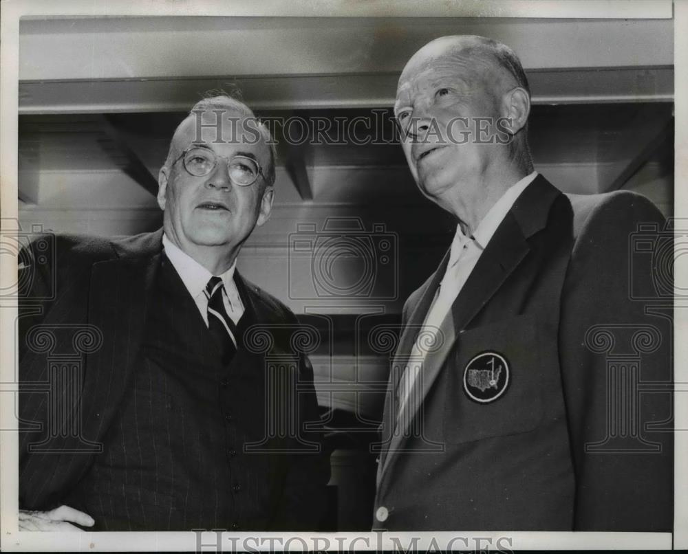 1955 Press Photo President Dwight Eisenhower and Sec of State John Foster Dulles - Historic Images