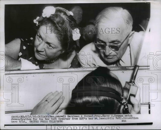 1956 Press Photo Mrs. Averell Harriman and President Harry Truman - nee91421 - Historic Images
