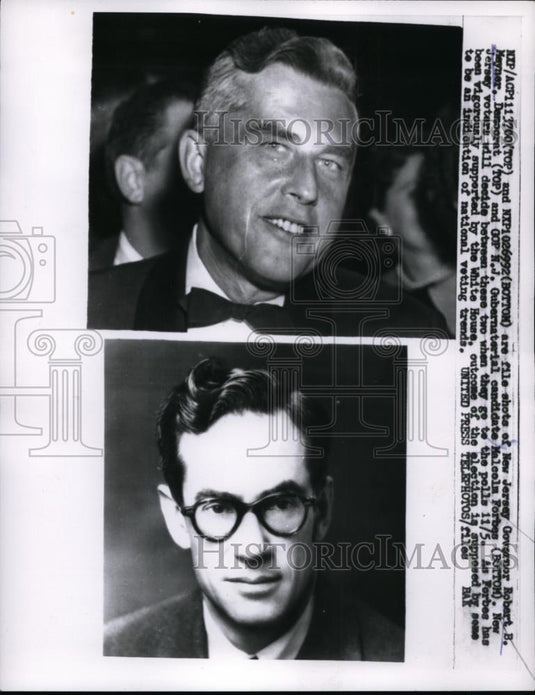 1957 Press Photo NJ Governor Robert Meyner & Malcolm Forbee GOP candidate - Historic Images