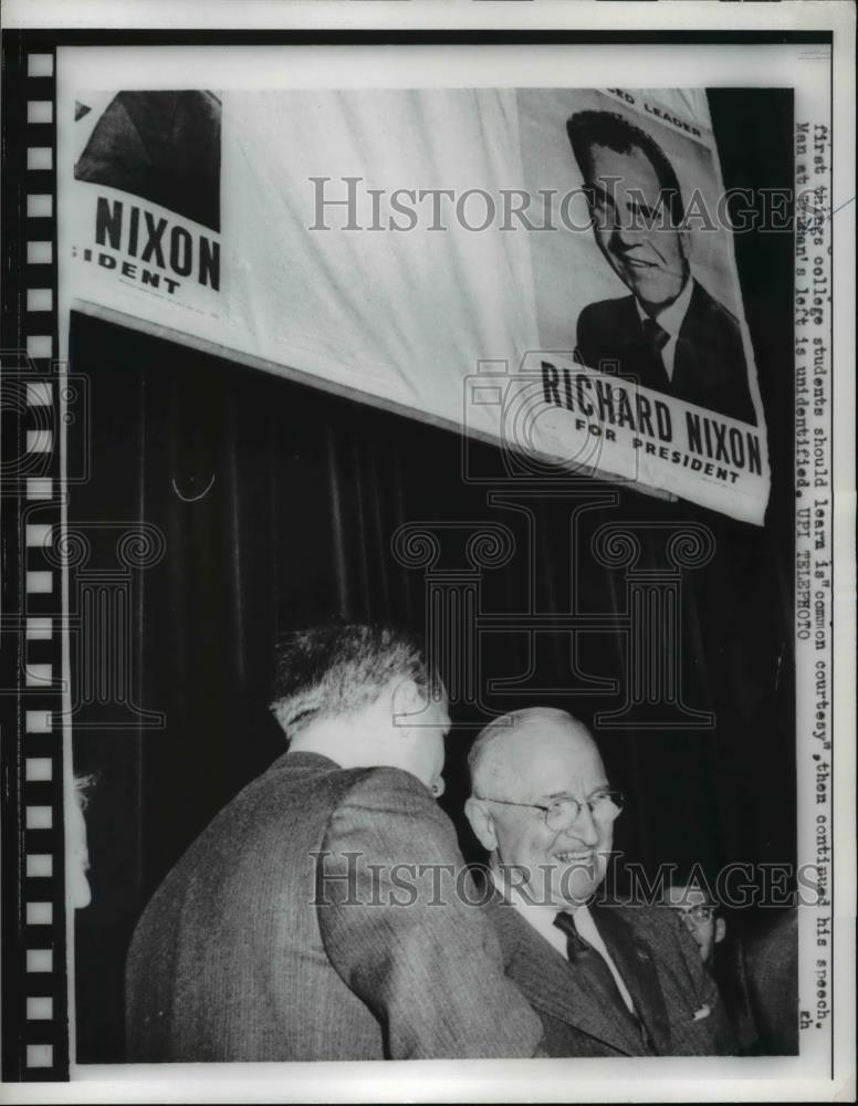 1961 Press Photo President Harry Truman During Campaign For Election - nee93057 - Historic Images