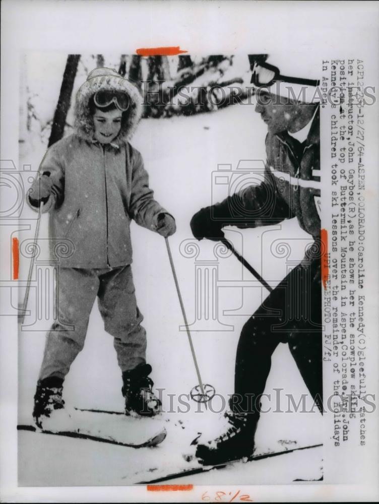 1964 Press Photo  Caroline Kennedy skiing at the Buttermilk Mountains in Aspen - Historic Images