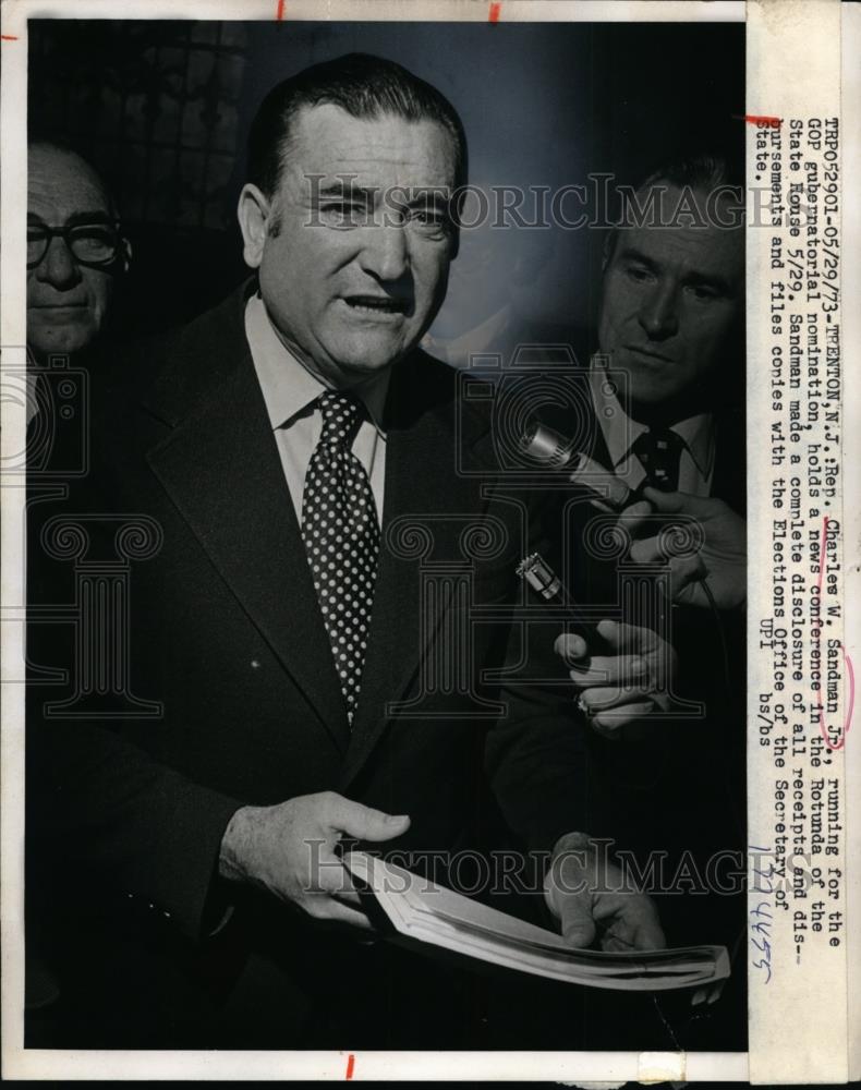 1973 Press Photo Rep Charles Sandman Jr runs for New Jersey Governor - nee88719 - Historic Images