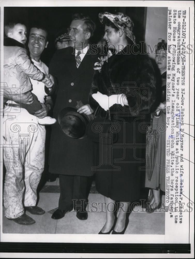 1958 Press Photo NJ Governor Robert Meyner &amp; wife Helen &amp; Jimmy White - Historic Images