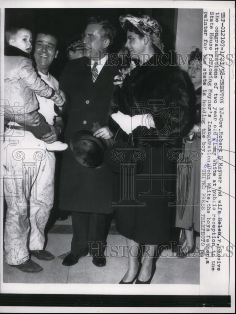 1958 Press Photo NJ Governor Robert Meyner & wife Helen & Jimmy White - Historic Images