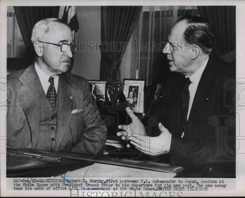 1952 Press Photo Robert Murphy Confers With President Truman - nee91810 - Historic Images