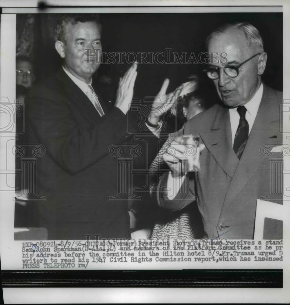 1956 Press Photo Former President Harry Truman gets standing ovation - nee93050 - Historic Images