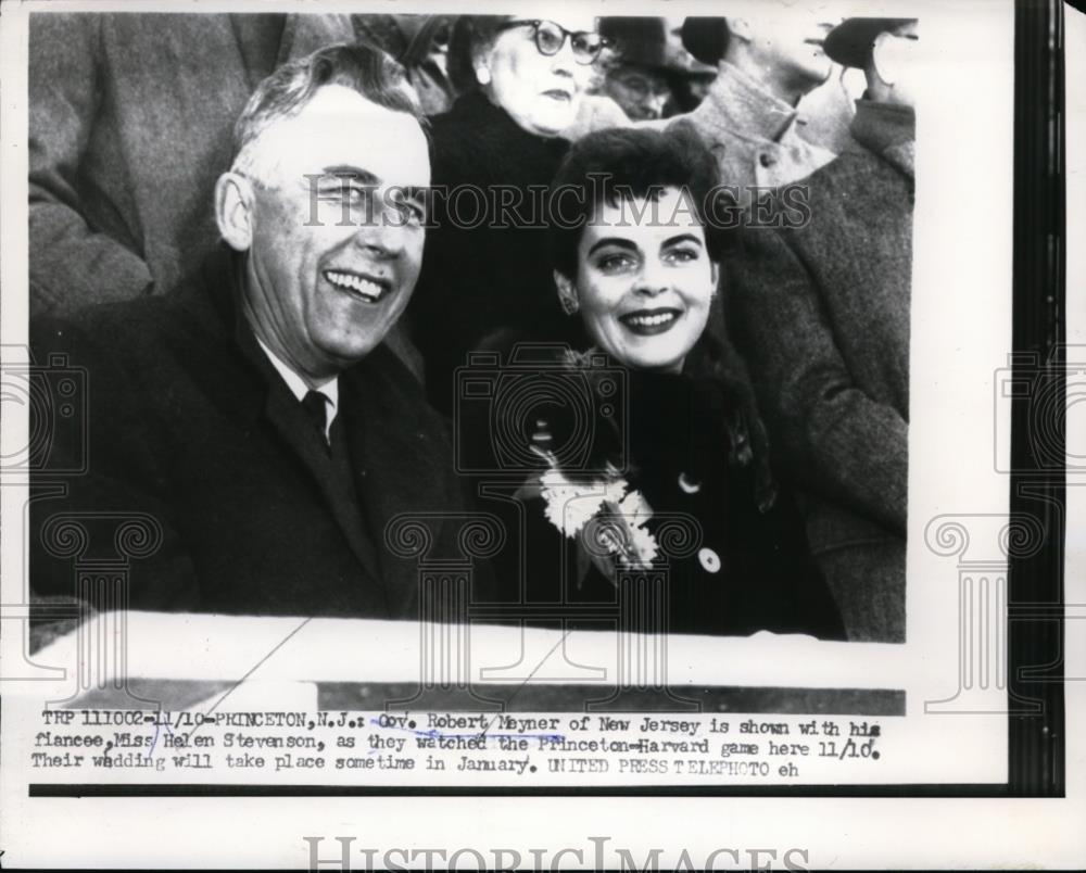 1956 Press Photo Gov. Robert Meyner of N.J. with fiancee Helen Stevenson - Historic Images