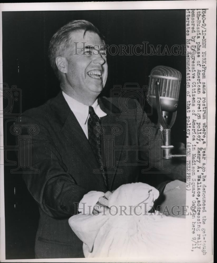 Undated Press Photo Henry A Wallace address at Rally at Madison Square New York - Historic Images
