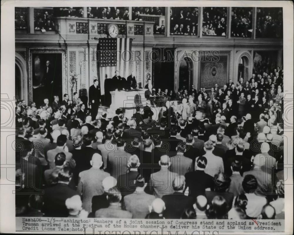 1949 Press Photo Members Of A Joint Session Of Congress Stand And Applaud - Historic Images