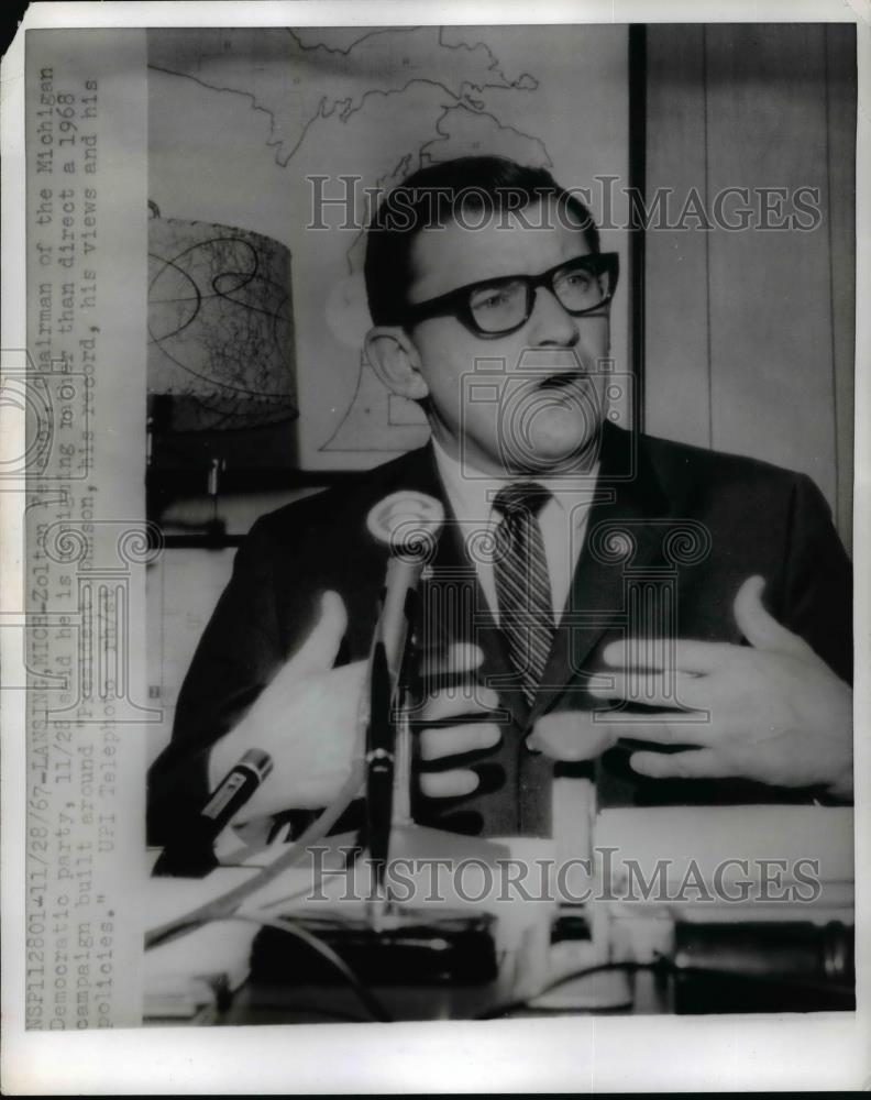 1967 Press Photo Zolton Perenoy Chairman of the Michigan Democratic Party - Historic Images