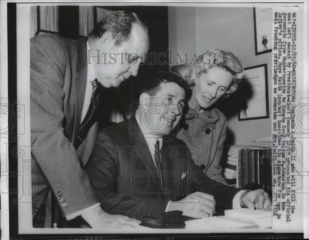 1960 Press Photo Benjamin A Smith II fill the vacant seat left by Pres. Kennedy - Historic Images