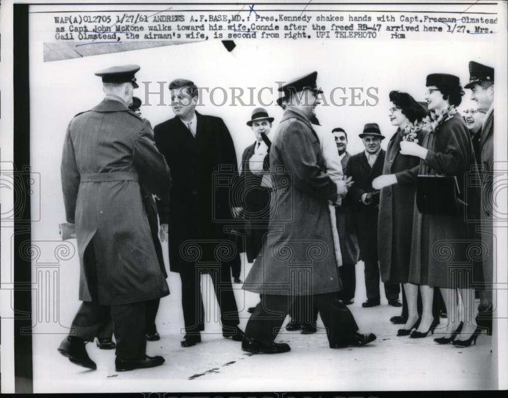 1961 Press Photo President John F Kennedy, Capt Freeman Olmstead - nee88939 - Historic Images