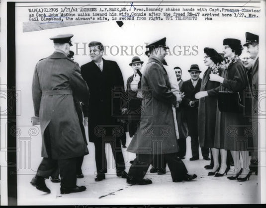 1961 Press Photo President John F Kennedy, Capt Freeman Olmstead - nee88939 - Historic Images