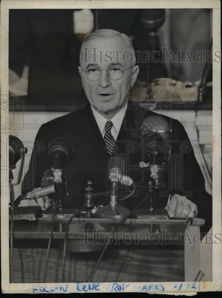 1947 Press Photo Pres.Harry Truman delivers his State Union Message - nee92152 - Historic Images