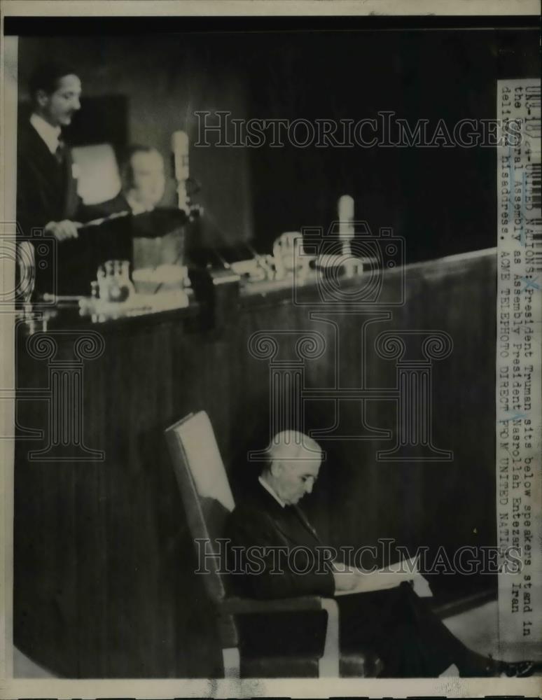 1950 Press Photo Pres. Harry Truman at U.N. General Assembly in New York - Historic Images