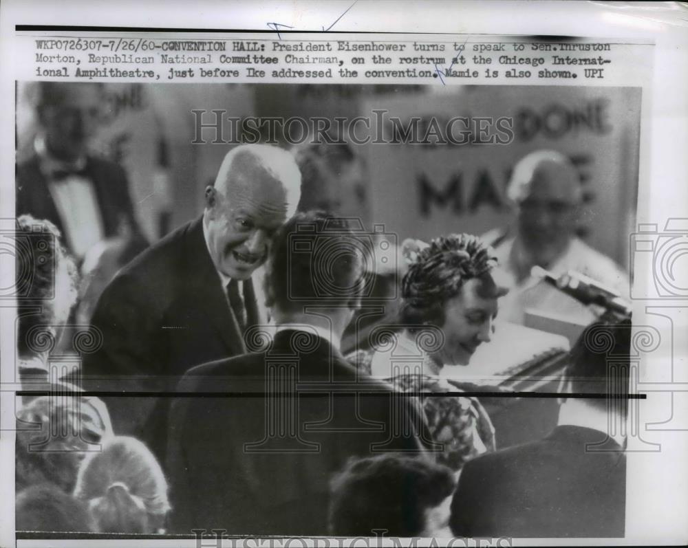 1960 Press Photo President &amp; Mrs Eisenhower &amp; Senator Thurston Morton - Historic Images