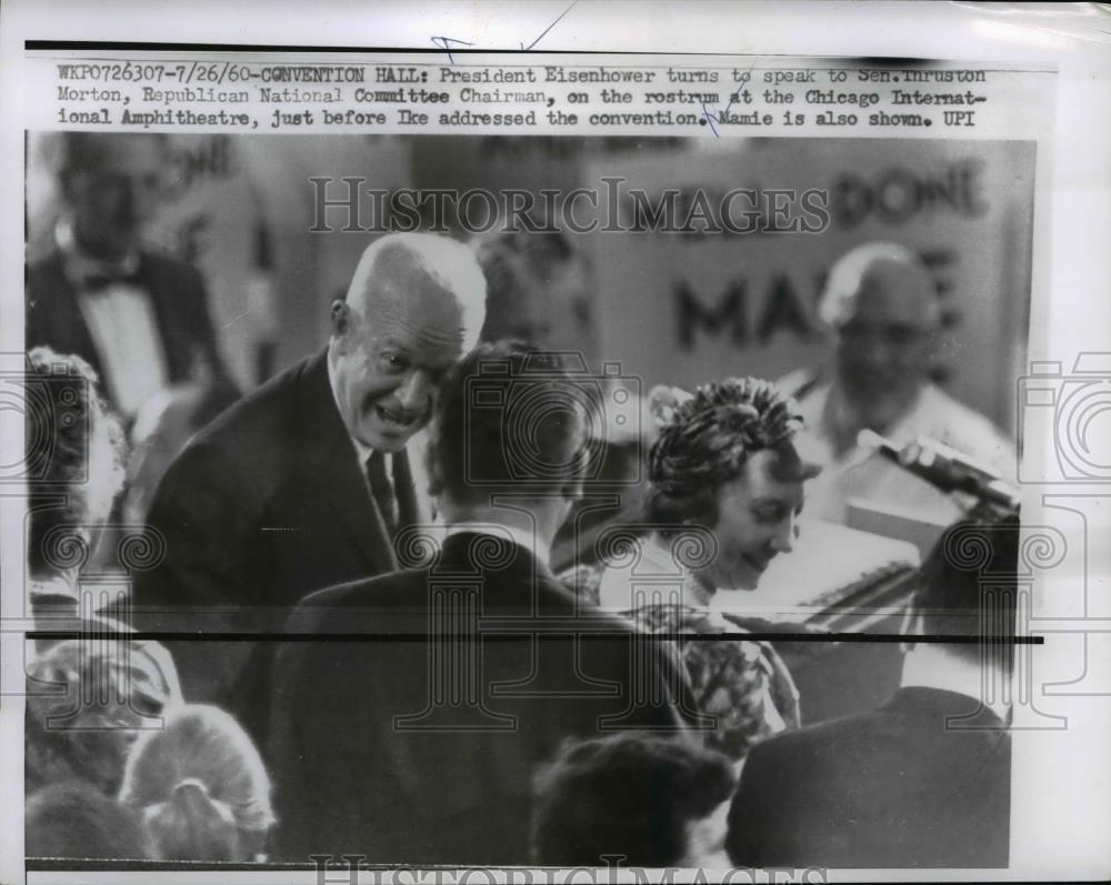 1960 Press Photo President & Mrs Eisenhower & Senator Thurston Morton - Historic Images