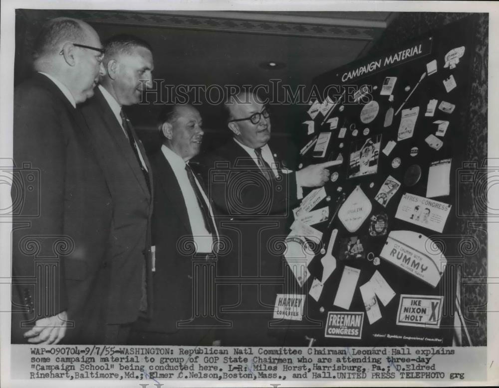 1955 Press Photo GOP Committee chairman Leonard Hall, Miles Horst - nee89459 - Historic Images